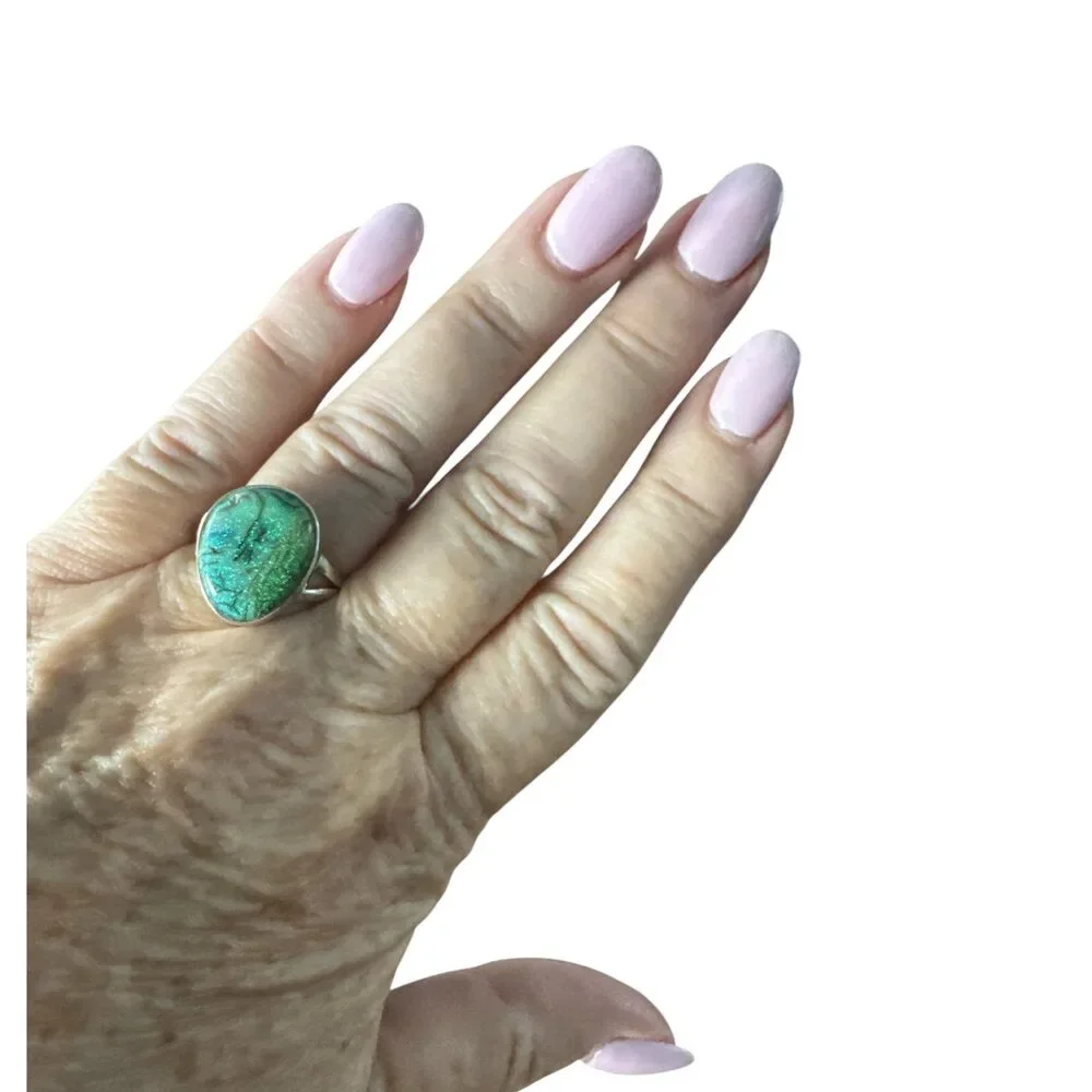 Monarch Opal Solid 925 Sterling Silver Ring 8 - Picture 3 of 3